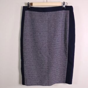 NWT Ann Taylor Y2K Navy White Striped Calf Length Skirt Size 10